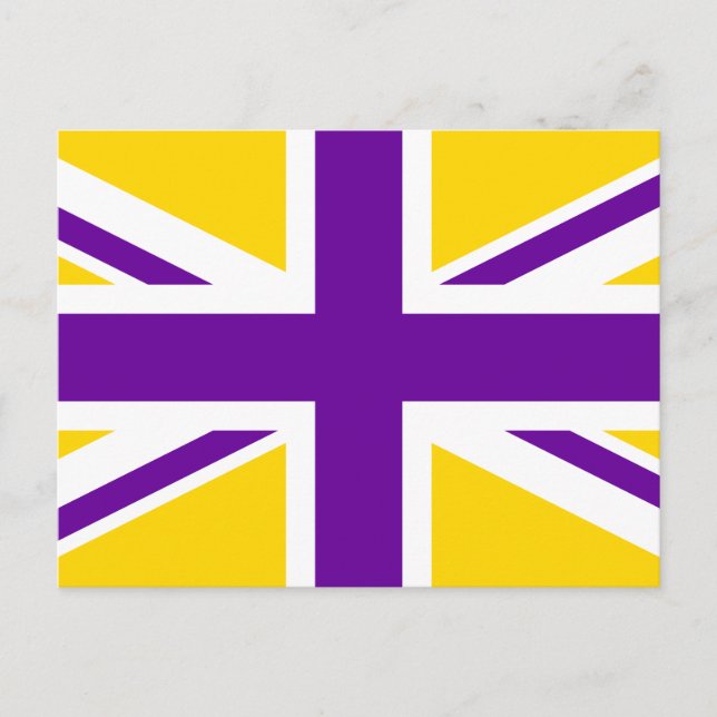 Carte Postale Union Jack dorée et violette (Devant)
