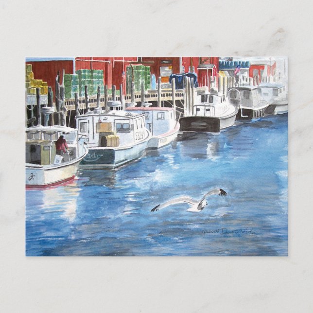 Carte Postale Union Wharf Portland, Aquarelle du Maine (Devant)