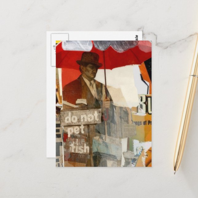 Carte Postale Unique Do Not Pet Fish Mixed Media  (Devant/Arrière en situation)