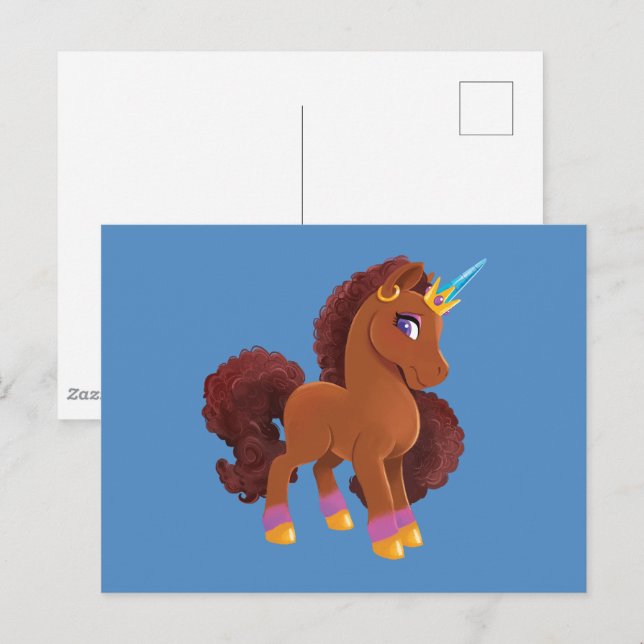 Carte Postale Unique la licorne debout Fière (Devant / Derrière)