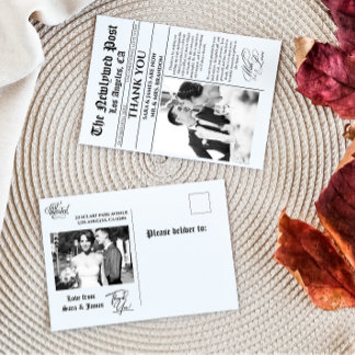 Carte postale unique Mariage journal Merci