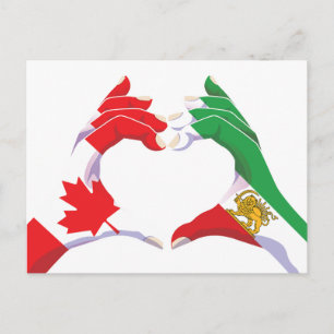 Carte Postale Unité canado-iranienne Cœur avec Lion et Soleil