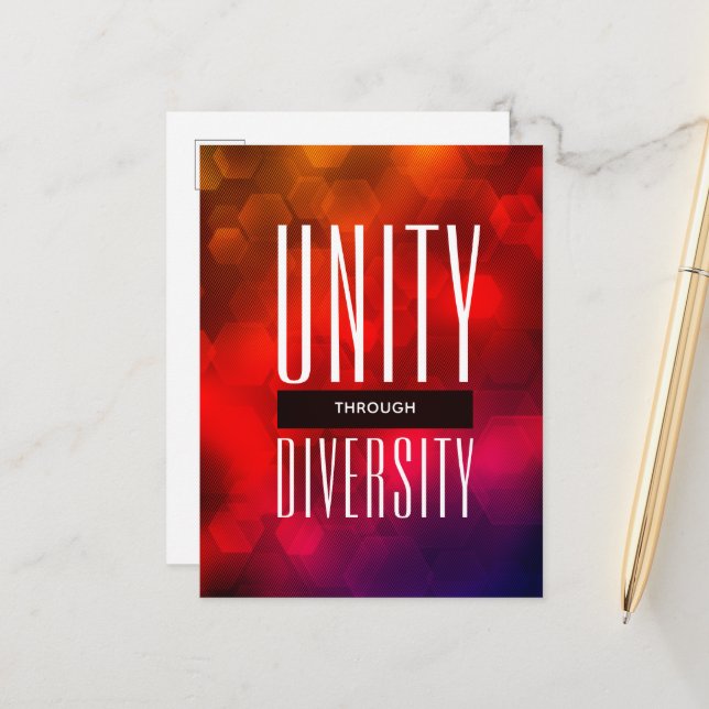 Carte Postale Unité élégante à travers la diversité (Devant/Arrière en situation)