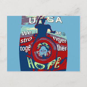 Carte Postale United in Hope : Stronger Together - USA Art Print