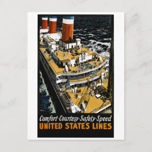 Carte Postale United States Lines Comfort Gracieuseté Safety Spe