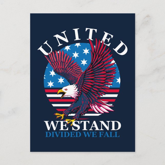 Carte Postale United We Stand - Eagle et American Flag (Devant)