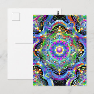 Carte Postale Univers Mandala Couleurs Psychédéliques