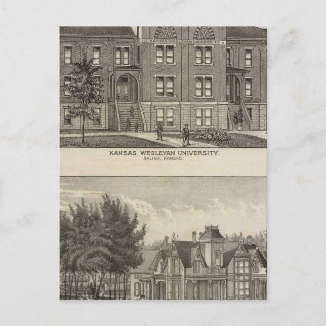 Carte Postale Université du Kansas Wesleyan (Devant)