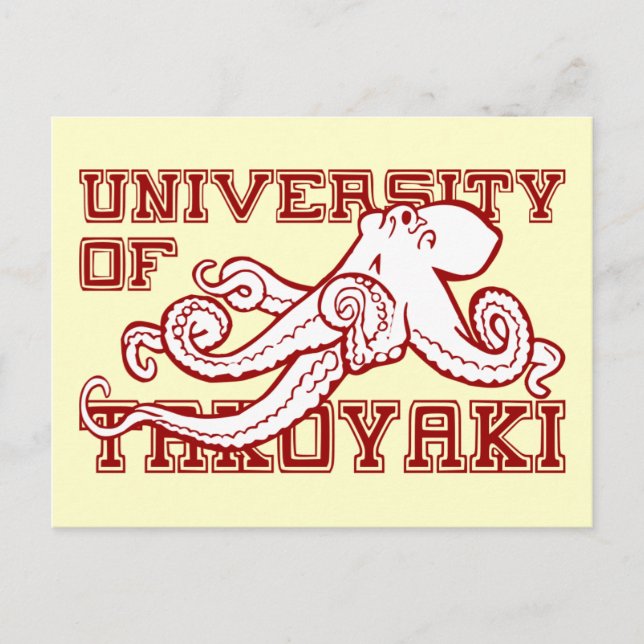Carte Postale Université Takoyaki Japonais poulpe drôle (Devant)