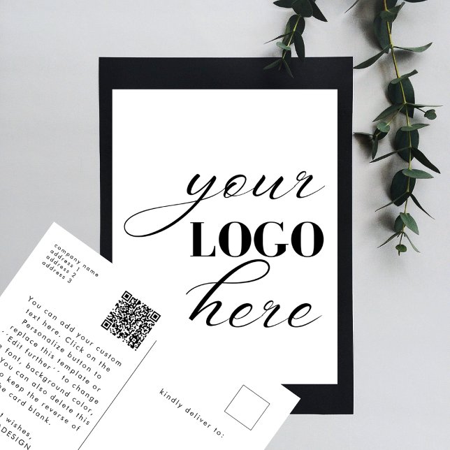 Carte Postale Upload Your Own Design Custom Text QR Code (Créateur téléchargé)