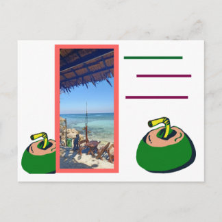 Carte Postale Urlaub Meer und Kokosnuss Trink