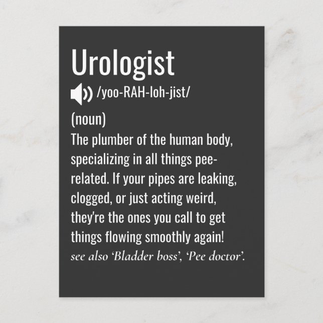 Carte Postale urologue définition drôle urologie (Devant)