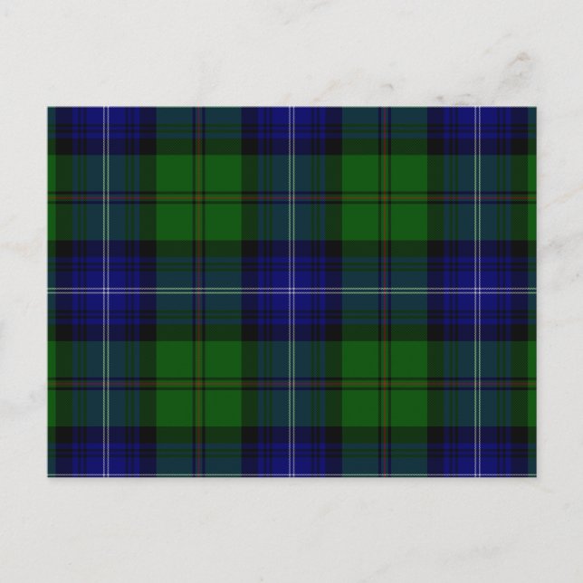 Carte Postale Urquhart tartan bleu vert plaid (Devant)