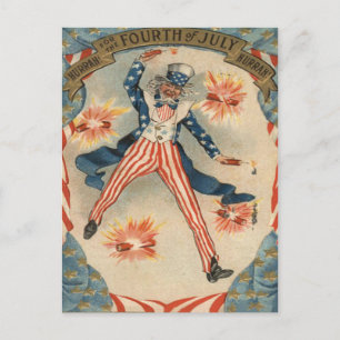 Carte Postale US Drapeau Uncle Sam Fireworks Firecracker