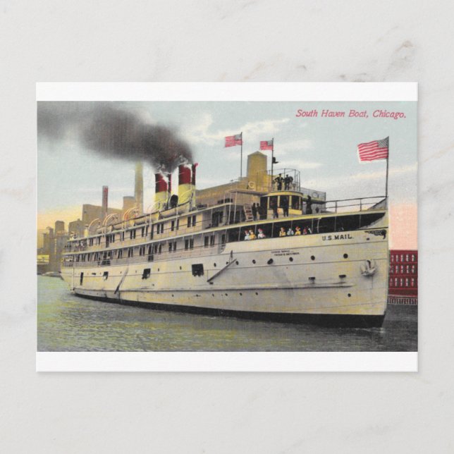 Carte Postale US Mail Boat, Chicago, 1910 - South Haven Boat  (Devant)