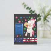 Carte Postale US Postal Worker Adorable Post Unicorn 4 juillet (Debout devant)