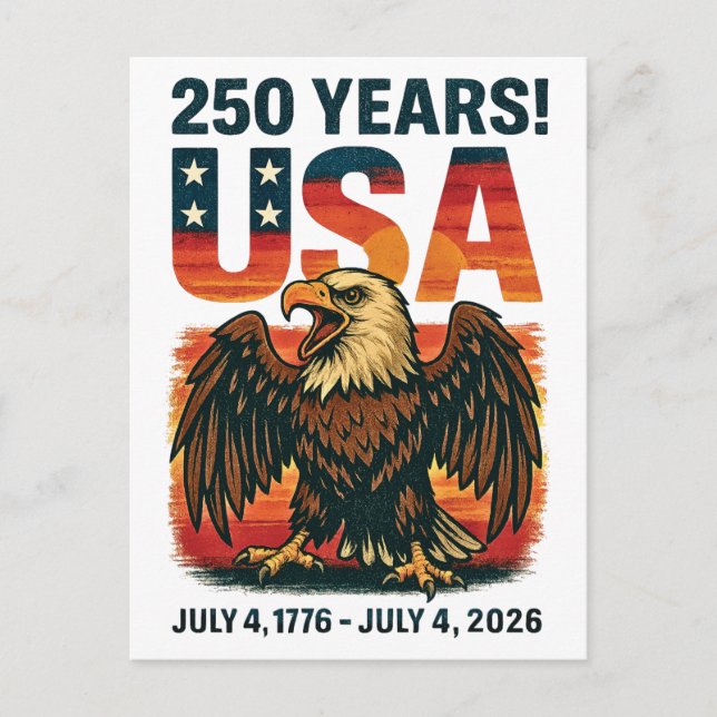 Carte Postale USA 250 Years - Patriotic Bald Eagle 4 juillet 202 (Devant)