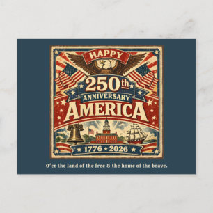 Carte Postale USA Amérique 250e anniversaire Vintage Patriotique