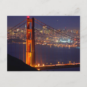 Carte Postale USA, Californie. Pont Golden Gate La Nuit
