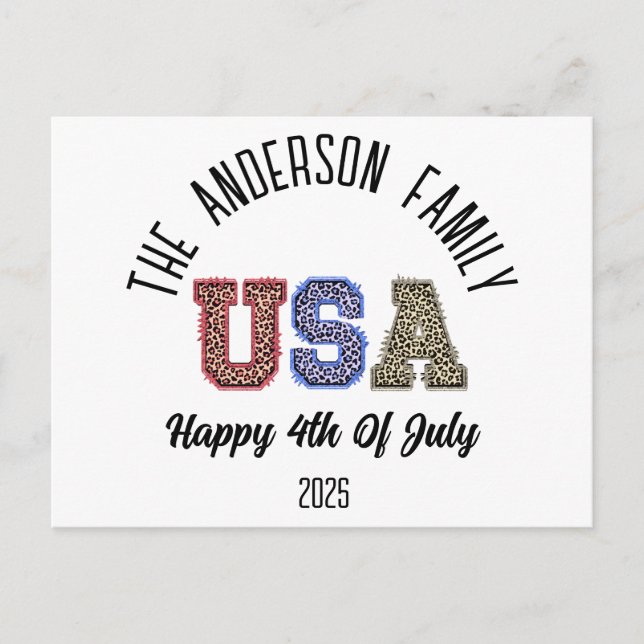 Carte Postale USA Cheetah Imprimer Nom de la réunion personnalis (Devant)
