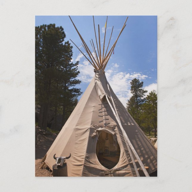 Carte Postale USA, Dakota du Sud, teepee indienne traditionnelle (Devant)