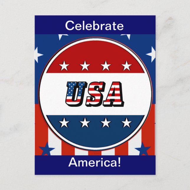 Carte Postale USA - Drapeau américain et étoiles dans le cercle  (Devant)