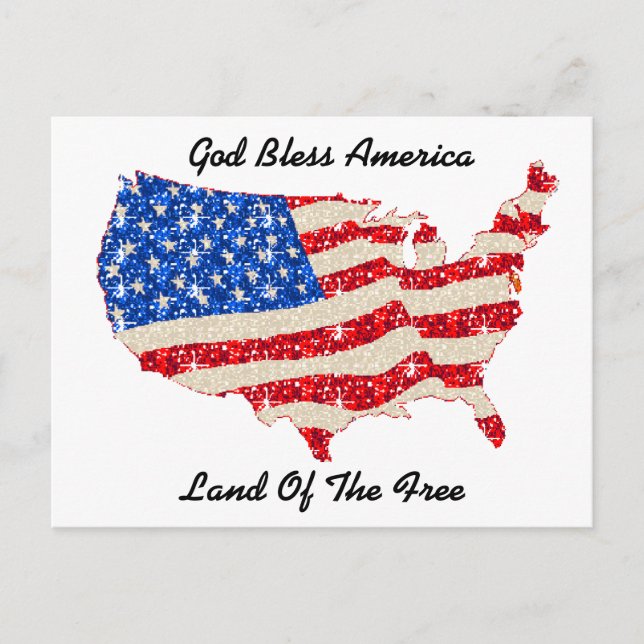 Carte postale USA Drapeau Dieu béni Amérique (Devant)