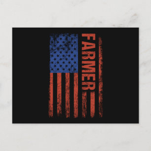Carte Postale USA Flag Farmer Farm Farming Ranch Tractor Agricul