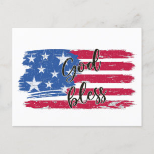 Carte Postale USA Flag God Bless America Patriotic 