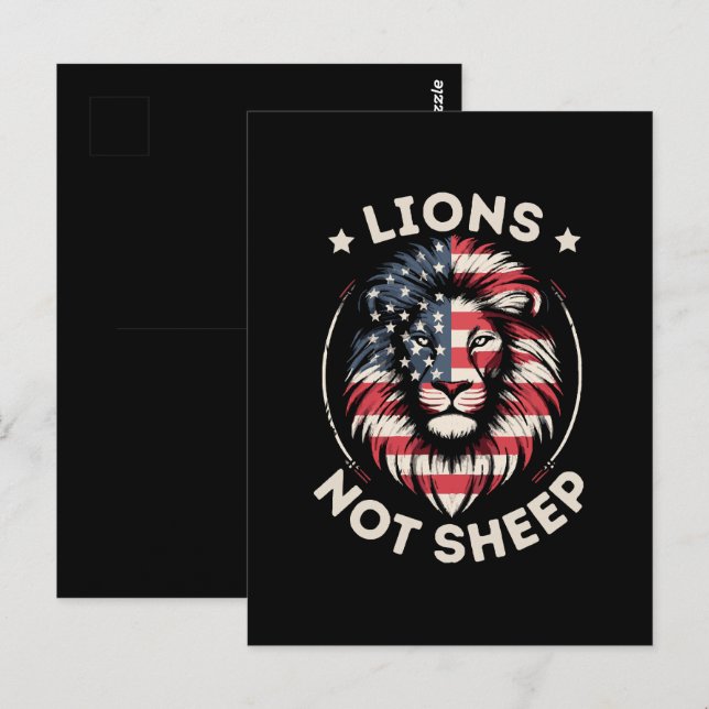 CARTE POSTALE USA FLAG, LIONS NON SHEEP (Devant / Derrière)