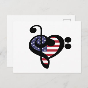 Carte Postale USA Flag Music Heart - American Pride Musician
