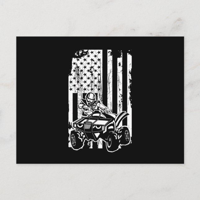 Carte Postale USA Flag Quad Racing ATV Rider Offroad Gift (Devant)