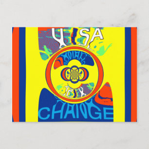 Carte Postale USA Hillary Beautiful Change Motif Art design
