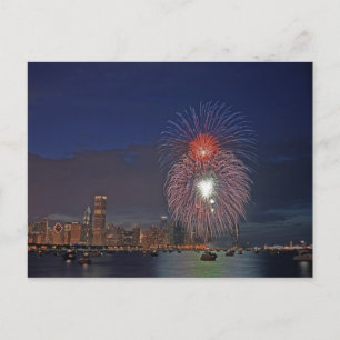 Carte Postale USA, Illinois, Chicago, Fourth of July fireworks