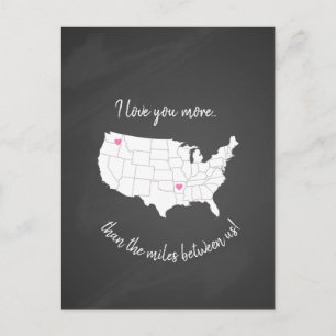 Carte Postale USA Je t'aime plus que les kilomètres entre nous