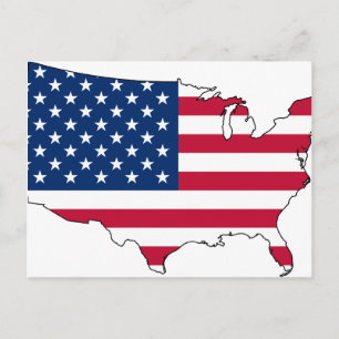 Carte Postale Usa Map, drapeau des États-Unis