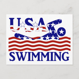 Carte Postale USA Patriotique Sports de natation