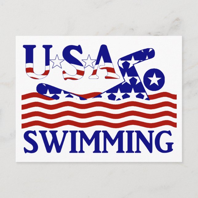 Carte Postale USA Patriotique Sports de natation (Devant)