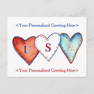 Carte postale USA Red, White, & Blue American Hear