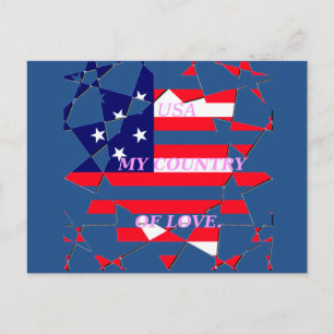 Carte Postale USA Star Spangled Love My Country of Love