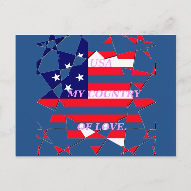 Carte Postale USA Star Spangled Love My Country of Love (Devant)