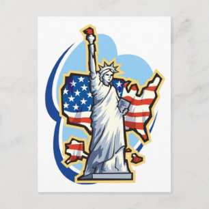 Carte Postale USA-Statue de la Liberté dans les nuages