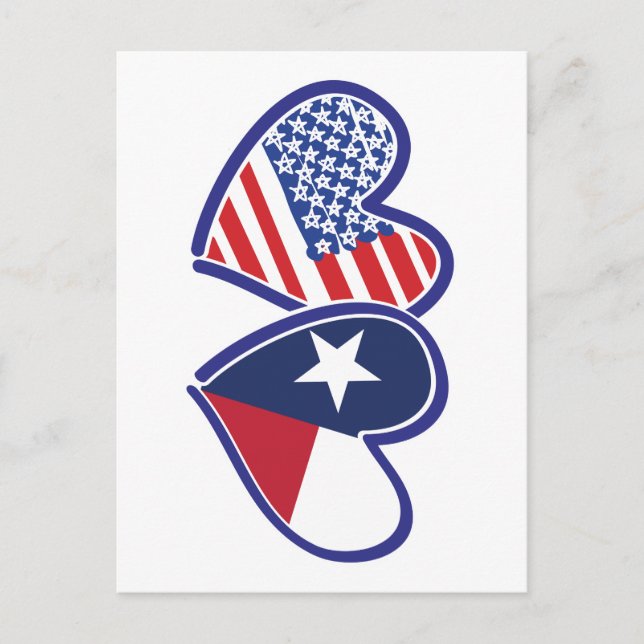 Carte Postale USA-Texas-Drapeau-Cœur (Devant)