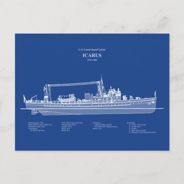 Carte Postale USCG Cutter Icarus wpc-110 - ABD (Devant)