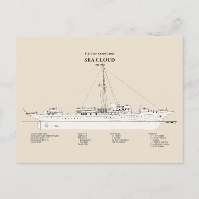 Carte Postale USCG Cutter Sea Cloud wpg-284 - SBD (Devant)