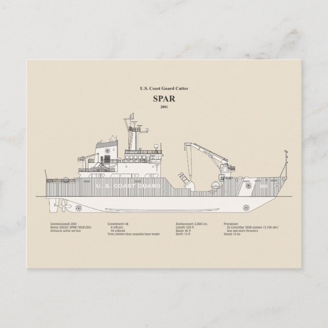 Carte Postale USCG Cutter Spar wlb-206 - SBD (Devant)