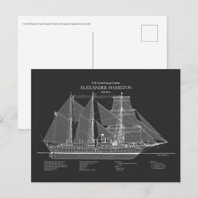 Carte Postale USCGC Alexander Hamilton wix-272 - ABD (Devant / Derrière)