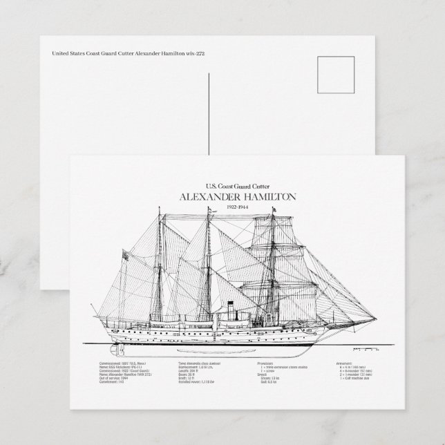 Carte Postale USCGC Alexander Hamilton wix-272 - SBD (Devant / Derrière)