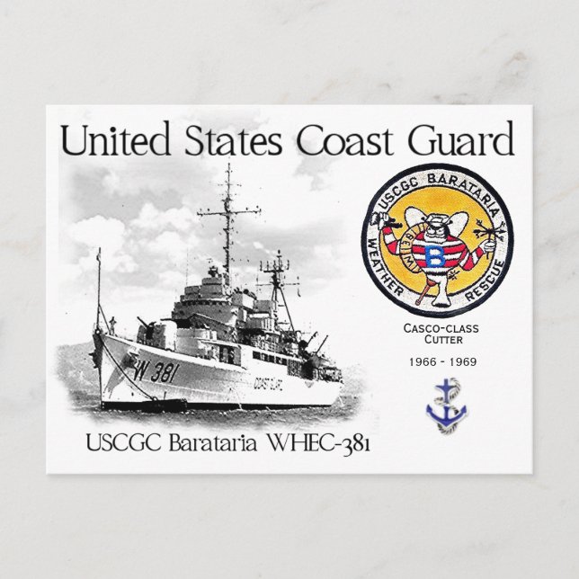 CARTE POSTALE USCGC BARATARIA WHEC-381 CUTTER (Devant)