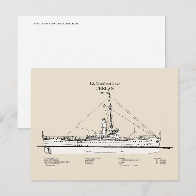 Carte Postale USCGC Chelan - SBD (Devant / Derrière)